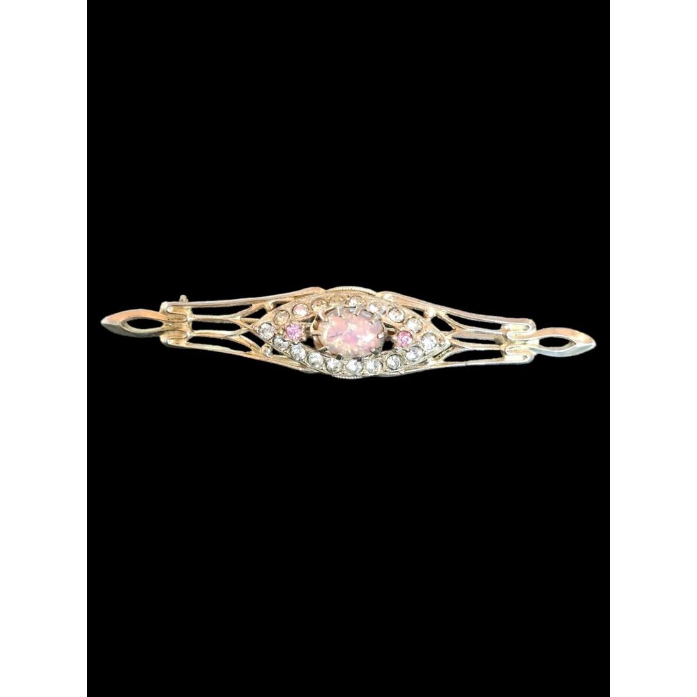 Vintage Gold Pink Opal Pin